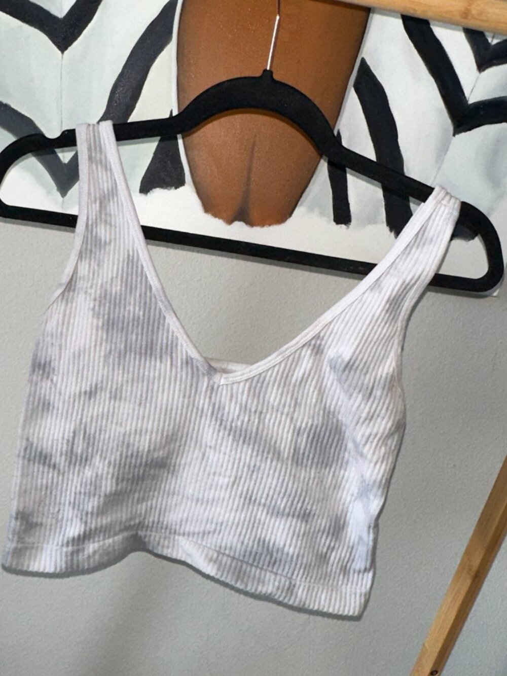 White and Grey Ribbed Knit Crop Tank 🤍